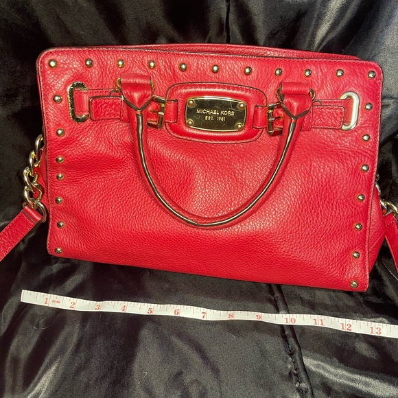 Michael Kors red & gold chain crossbody purse. Used. - Picture 3 of 7